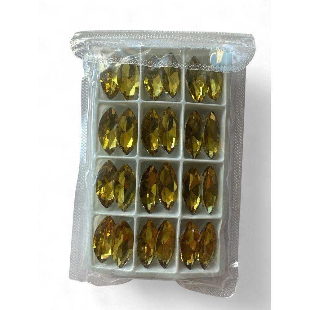 48 Pcs 13x27mm Crystal Big Rhinestones Pointback Horse Eye Shaped Gemstones
